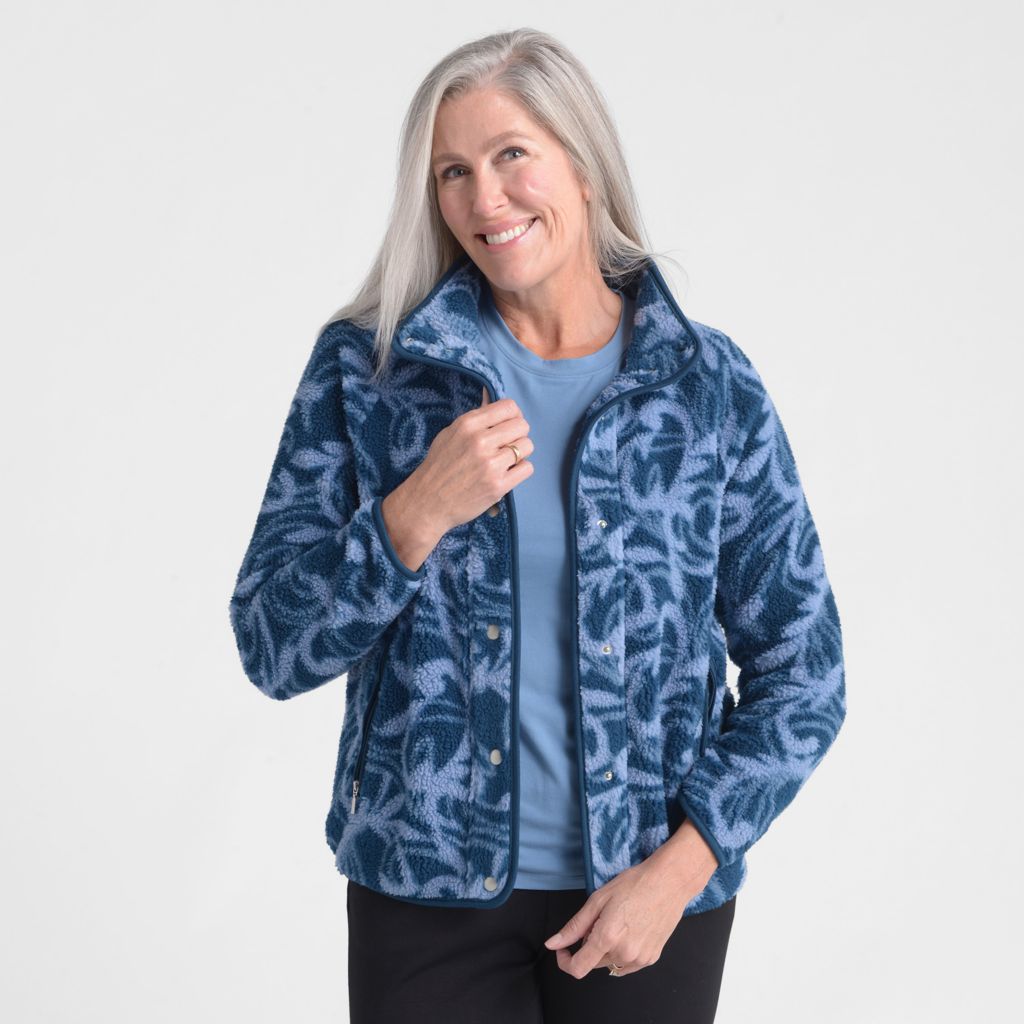 Christopher & Banks Relaxed Restyled Printed Sherpa Jacket