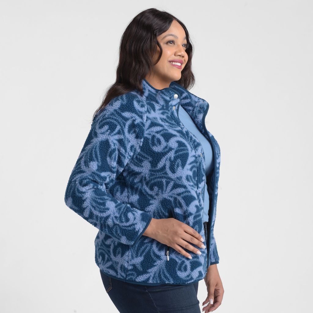 Christopher & Banks Relaxed Restyled Printed Sherpa Jacket