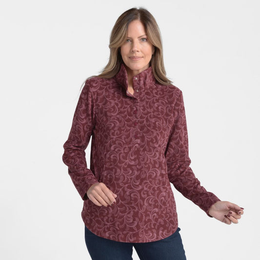 Christopher & Banks Relaxed Restyled Swirl Printed Brushed Fleece Top