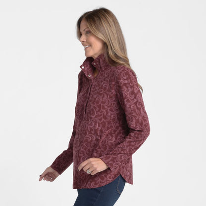 Christopher & Banks Relaxed Restyled Swirl Printed Brushed Fleece Top