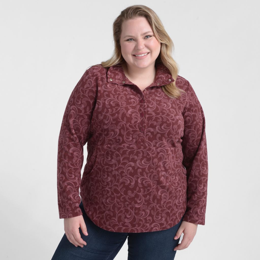 Christopher & Banks Relaxed Restyled Swirl Printed Brushed Fleece Top