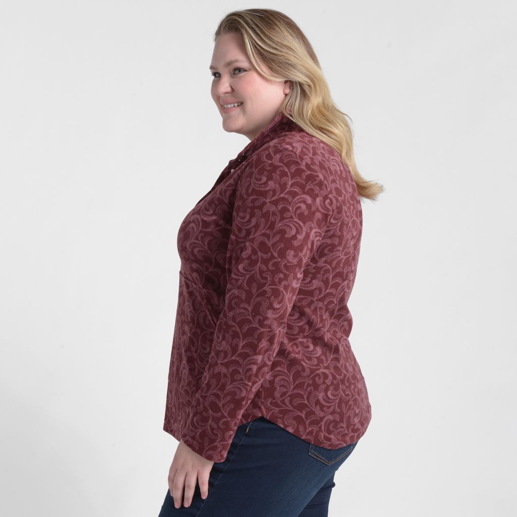 Christopher & Banks Relaxed Restyled Swirl Printed Brushed Fleece Top