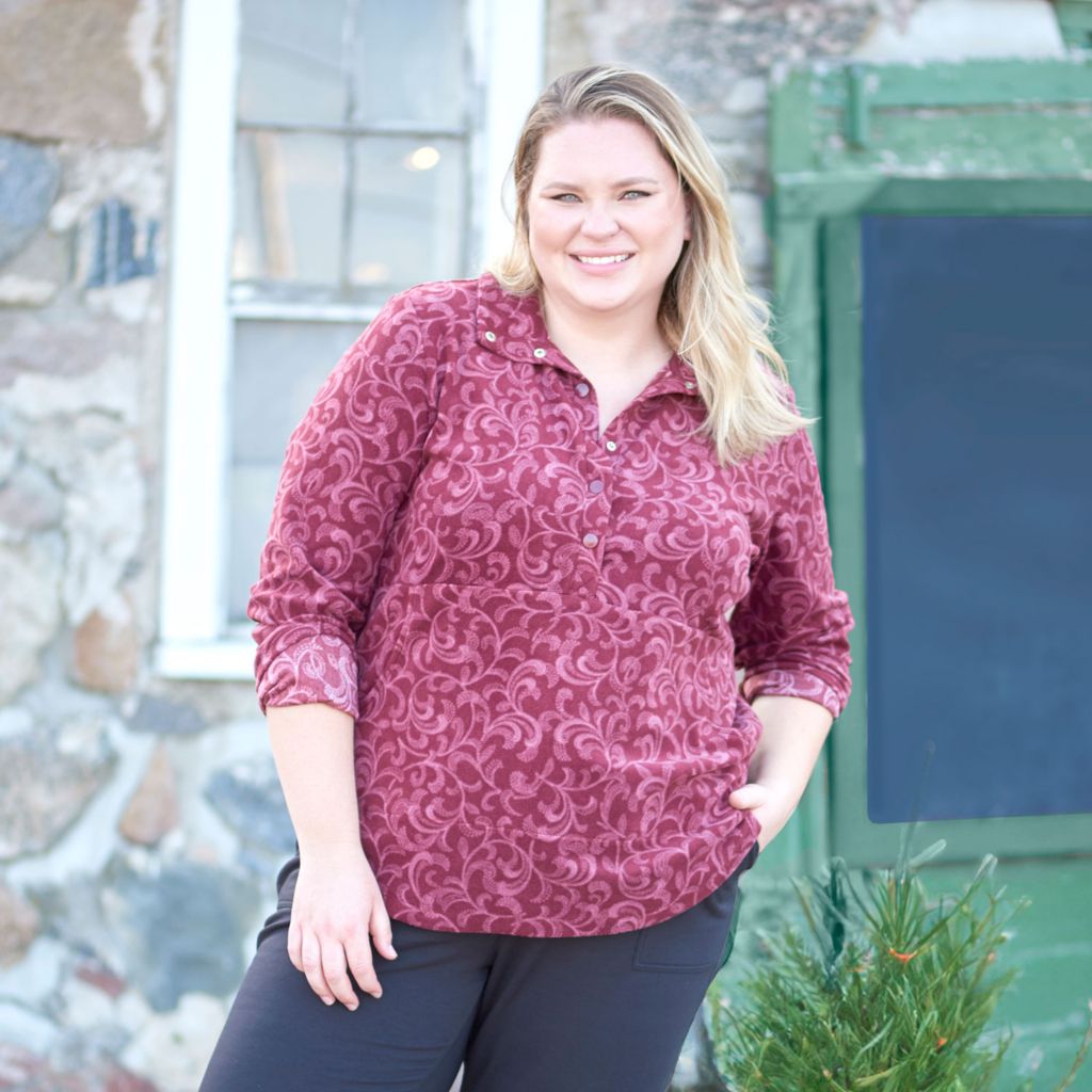 Christopher & Banks Relaxed Restyled Swirl Printed Brushed Fleece Top