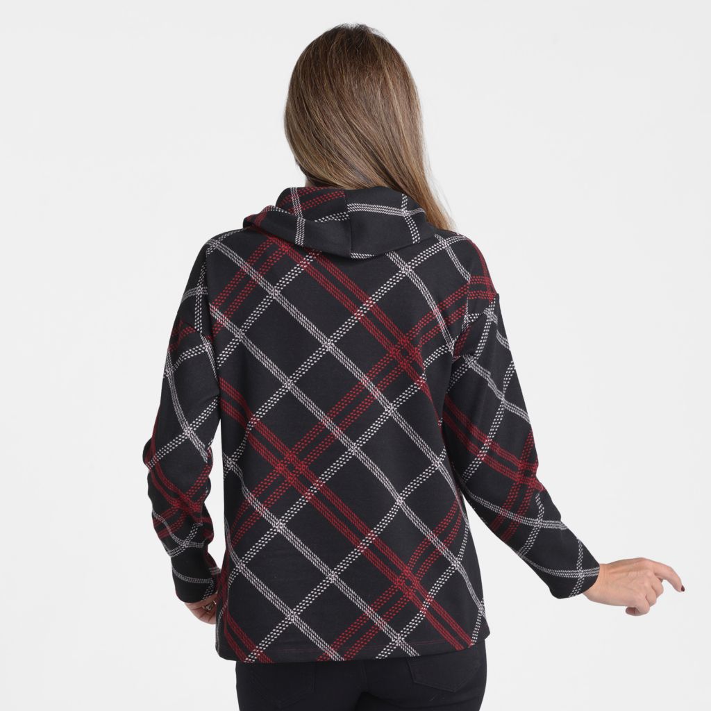 Christopher & Banks Bias Plaid Cowl Neck Top