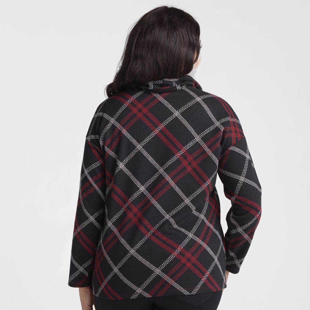 Christopher & Banks Bias Plaid Cowl Neck Top