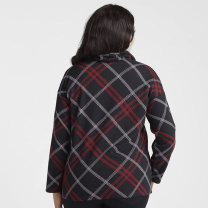 Christopher & Banks Bias Plaid Cowl Neck Top