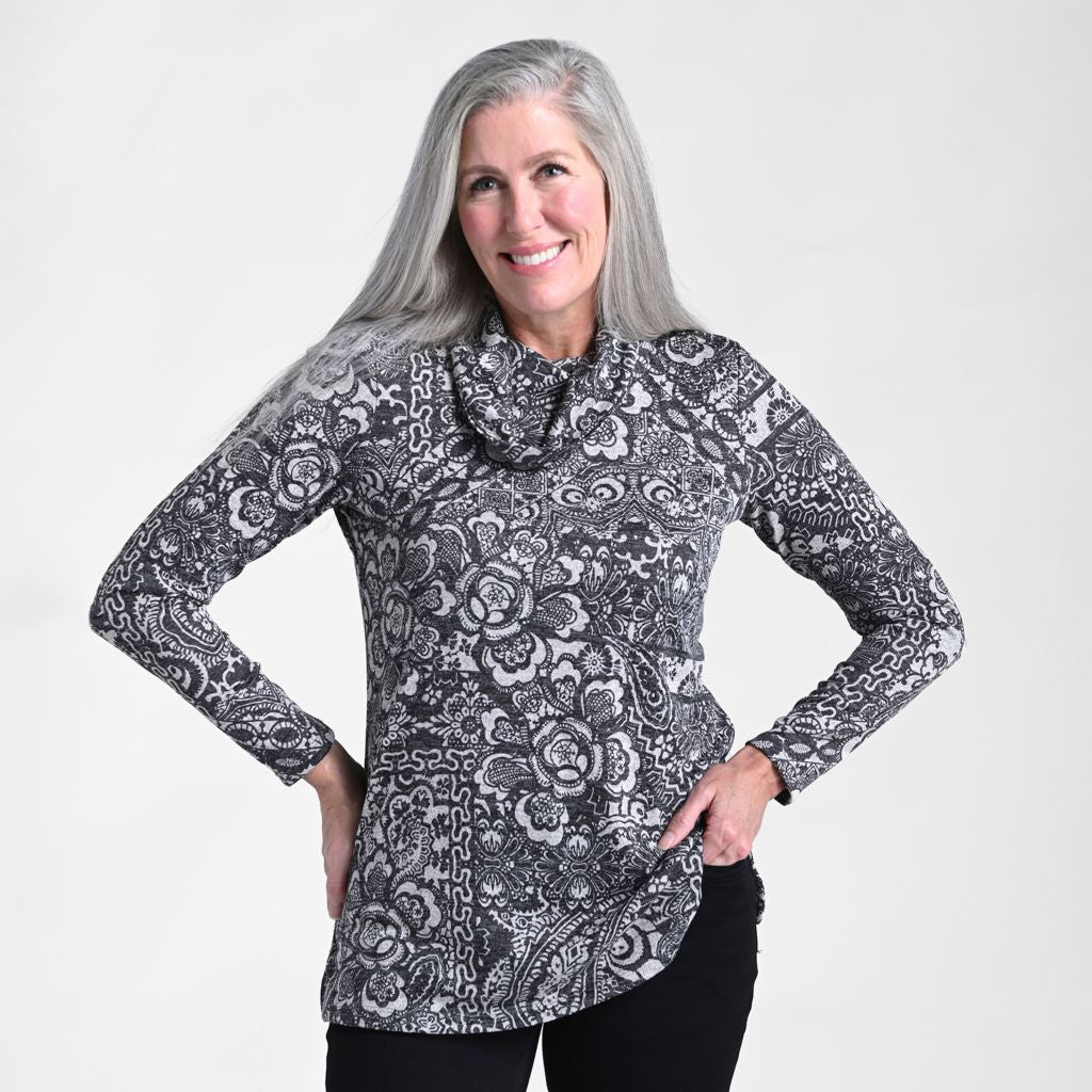 Christopher & Banks Printed Cowl Neck Tunic