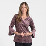 Christopher & Banks Medallion Print Velour Knit Bell Sleeve Top
