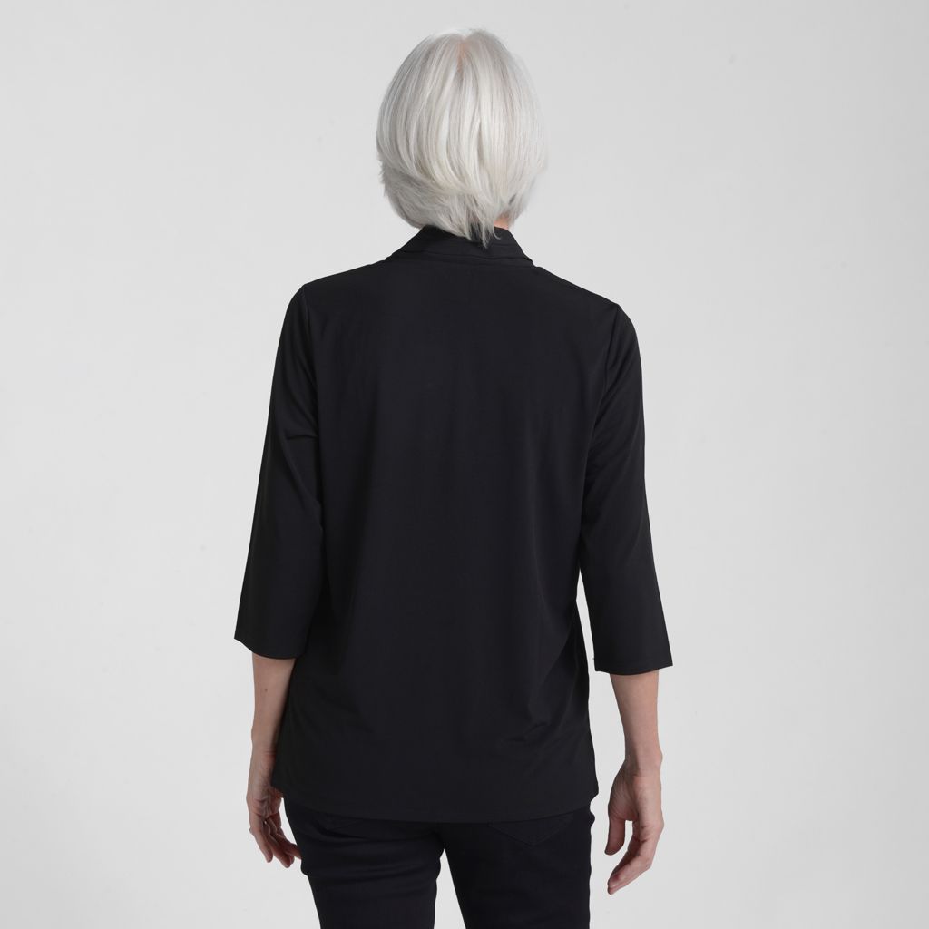 Christopher & Banks Pleated V Neck 3/4 Sleeve Top