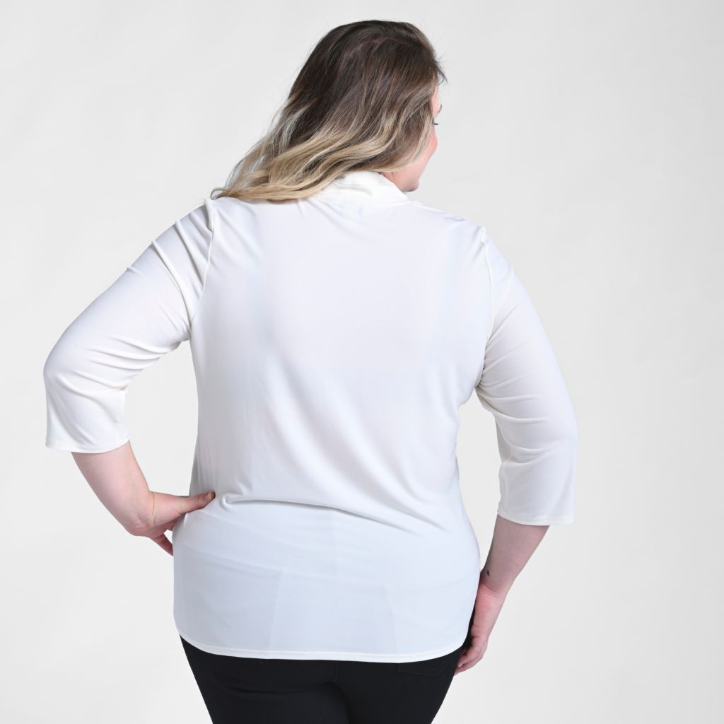 Christopher & Banks Pleated V Neck 3/4 Sleeve Top