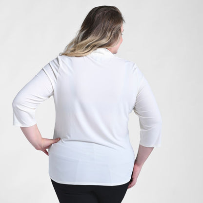 Christopher & Banks Pleated V Neck 3/4 Sleeve Top