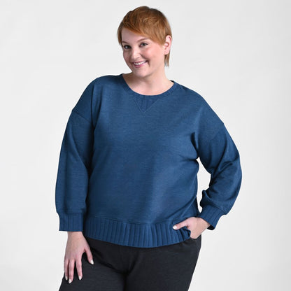 Christopher & Banks Relaxed Restyled Rib Trim Crewneck Top