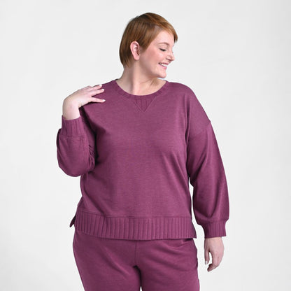 Christopher & Banks Relaxed Restyled Rib Trim Crewneck Top