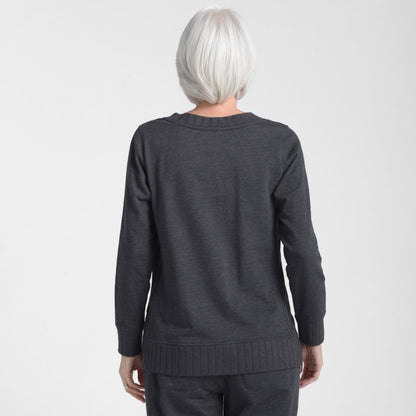 Christopher & Banks Relaxed Restyled Rib Trim V Neck Top