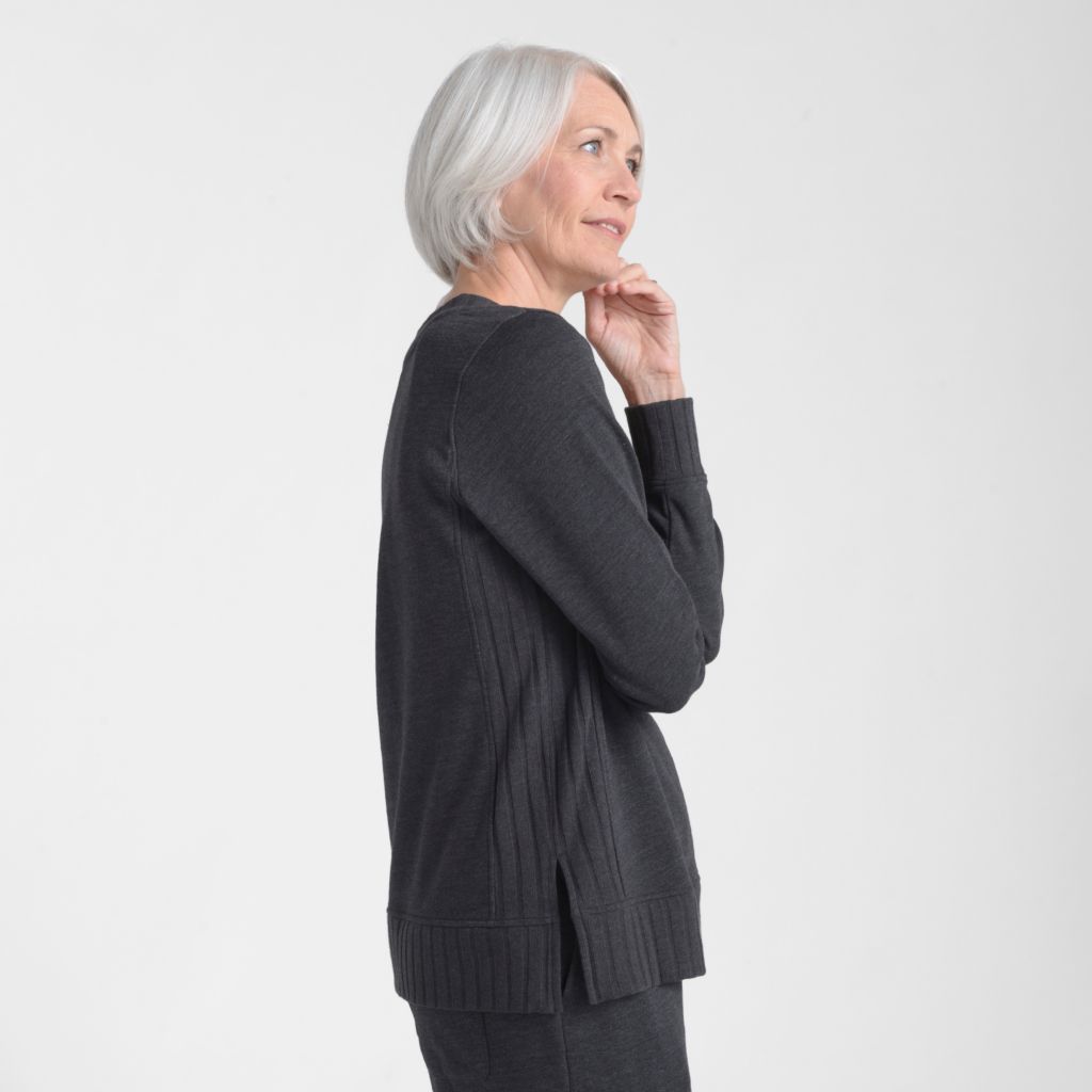 Christopher & Banks Relaxed Restyled Rib Trim V Neck Top