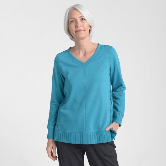 Christopher & Banks Relaxed Restyled Rib Trim V Neck Top