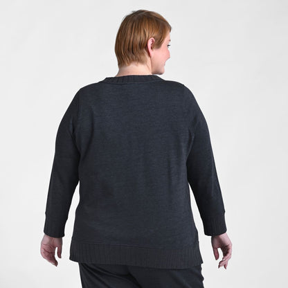 Christopher & Banks Relaxed Restyled Rib Trim V Neck Top