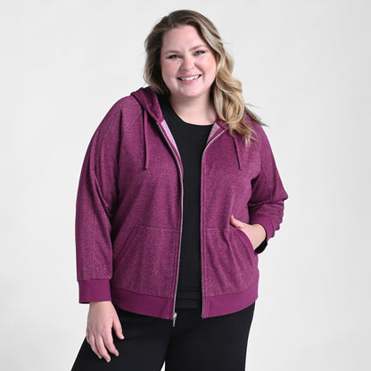 Christopher & Banks Relaxed Restyled Sparkly Zip Up Hoodie