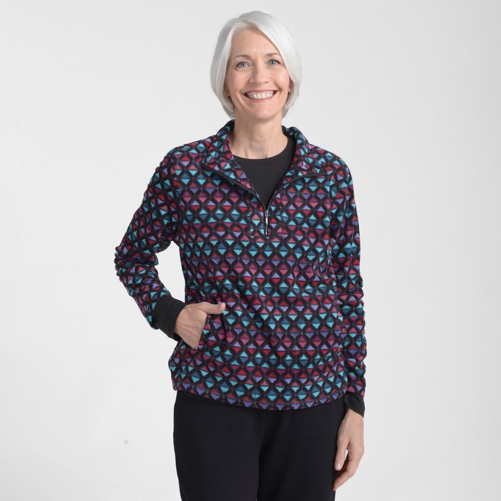 Christopher & Banks Relaxed Restyled Brushed Fleece Quarter Zip Top