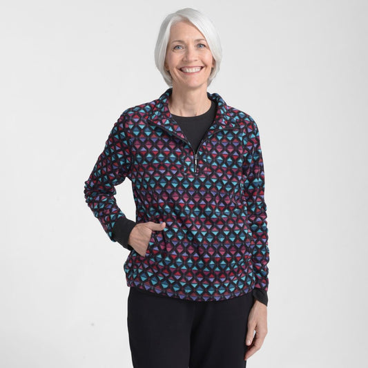 Christopher & Banks Relaxed Restyled Brushed Fleece Quarter Zip Top