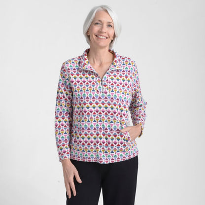 Christopher & Banks Relaxed Restyled Brushed Fleece Quarter Zip Top