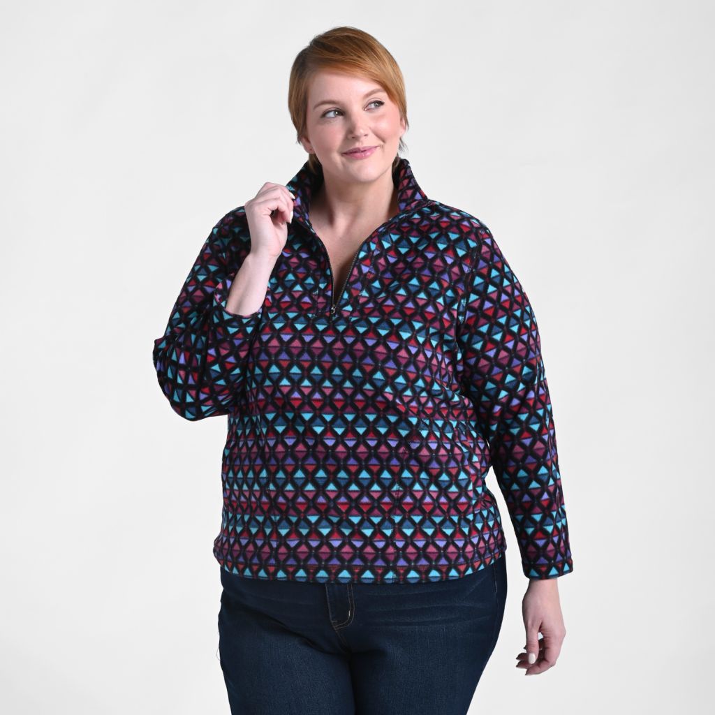 Christopher & Banks Relaxed Restyled Brushed Fleece Quarter Zip Top