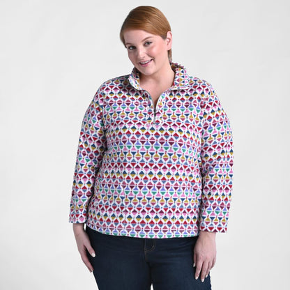 Christopher & Banks Relaxed Restyled Brushed Fleece Quarter Zip Top