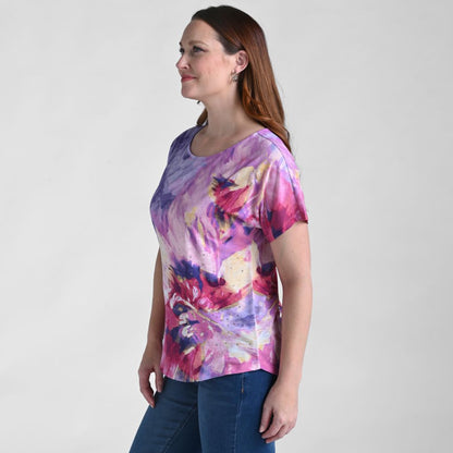 Christopher & Banks Embellished Floral Print Dolman Sleeve Tee