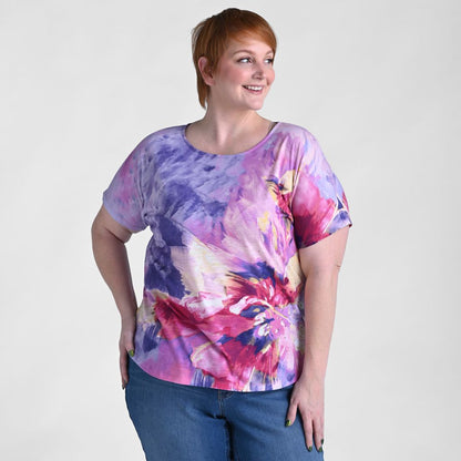 Christopher & Banks Embellished Floral Print Dolman Sleeve Tee