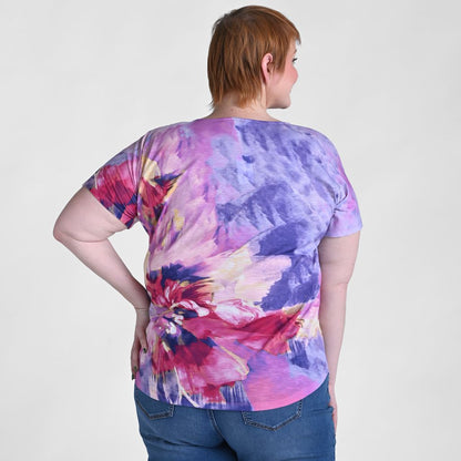 Christopher & Banks Embellished Floral Print Dolman Sleeve Tee