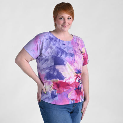Christopher & Banks Embellished Floral Print Dolman Sleeve Tee