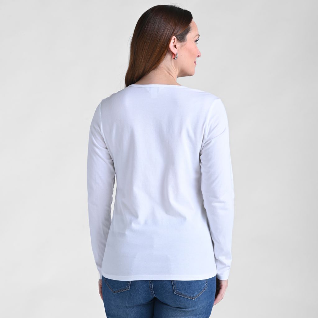 Christopher & Banks Floral Heart Print Long Sleeve Tee