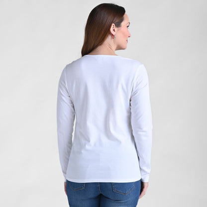 Christopher & Banks Floral Heart Print Long Sleeve Tee