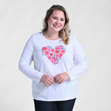 Christopher & Banks Floral Heart Print Long Sleeve Tee