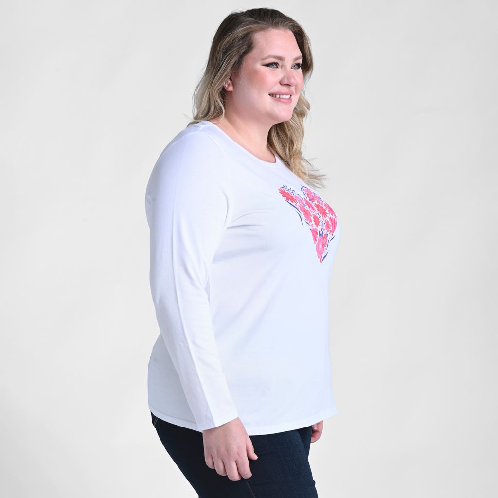 Christopher & Banks Floral Heart Print Long Sleeve Tee