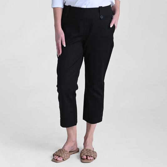 Christopher & Banks Signature Slimming Button Detail Black Pull On Capri