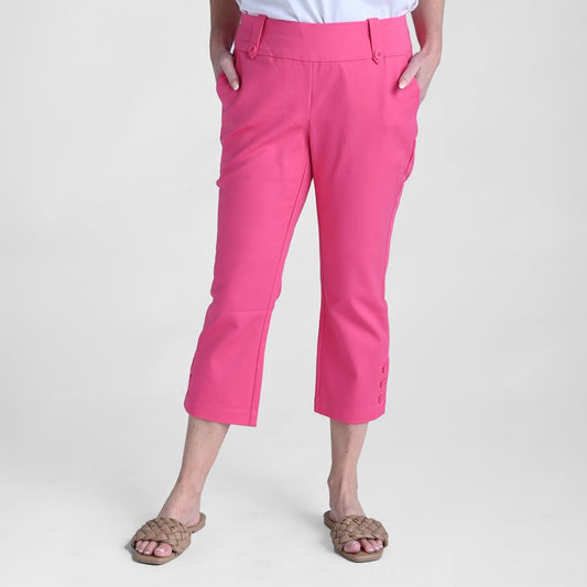 Christopher & Banks Signature Slimming Button Detail Pink Pull On Capri