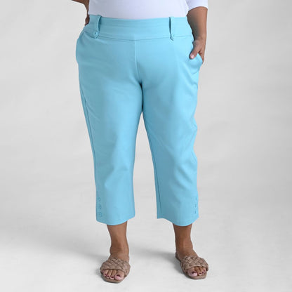 Christopher & Banks Signature Slimming Button Detail Angel Blue Pull On Capri