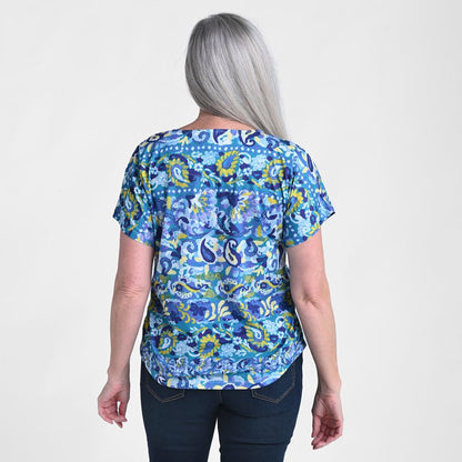 Christopher & Banks Paisley Stripe Print Short Sleeve Tee