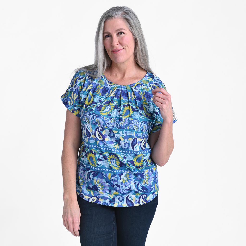 Christopher & Banks Paisley Stripe Print Short Sleeve Tee