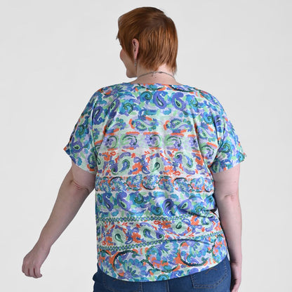 Christopher & Banks Paisley Stripe Print Short Sleeve Tee
