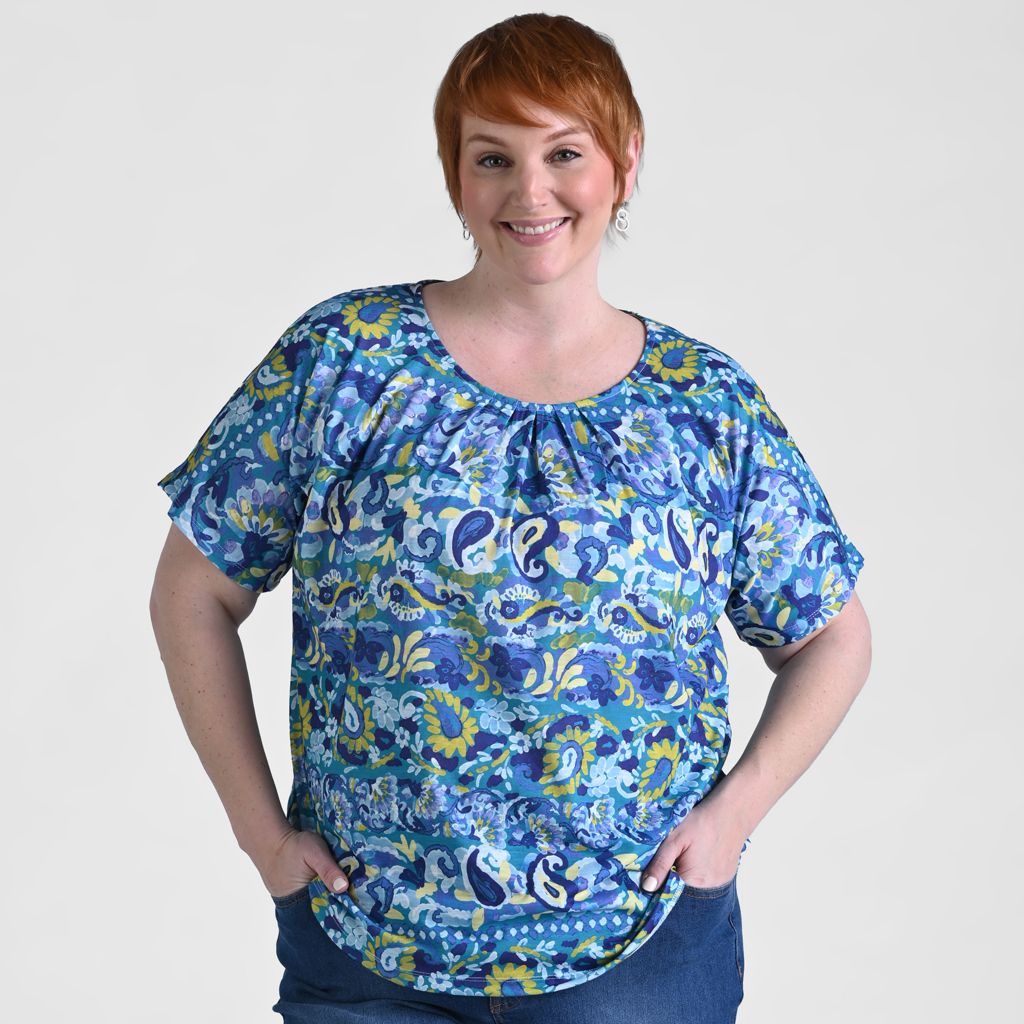 Christopher & Banks Paisley Stripe Print Short Sleeve Tee