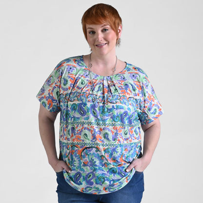 Christopher & Banks Paisley Stripe Print Short Sleeve Tee