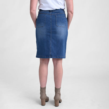 Christopher & Banks Knee Length A-Line Denim Skirt