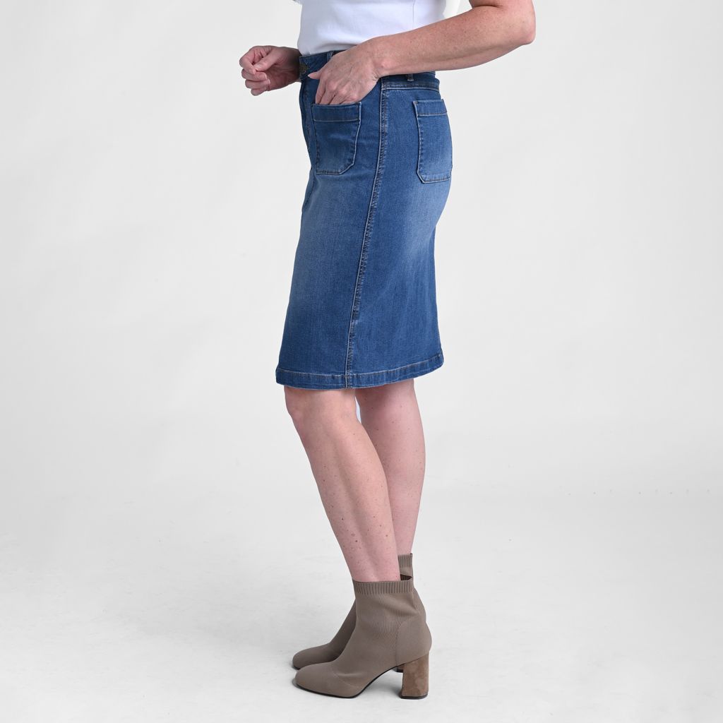 Christopher & Banks Knee Length A-Line Denim Skirt