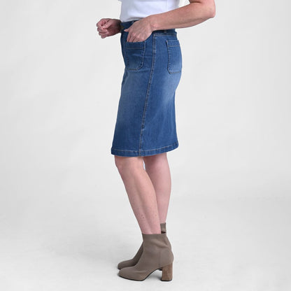 Christopher & Banks Knee Length A-Line Denim Skirt