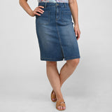 Christopher & Banks Knee Length A-Line Denim Skirt