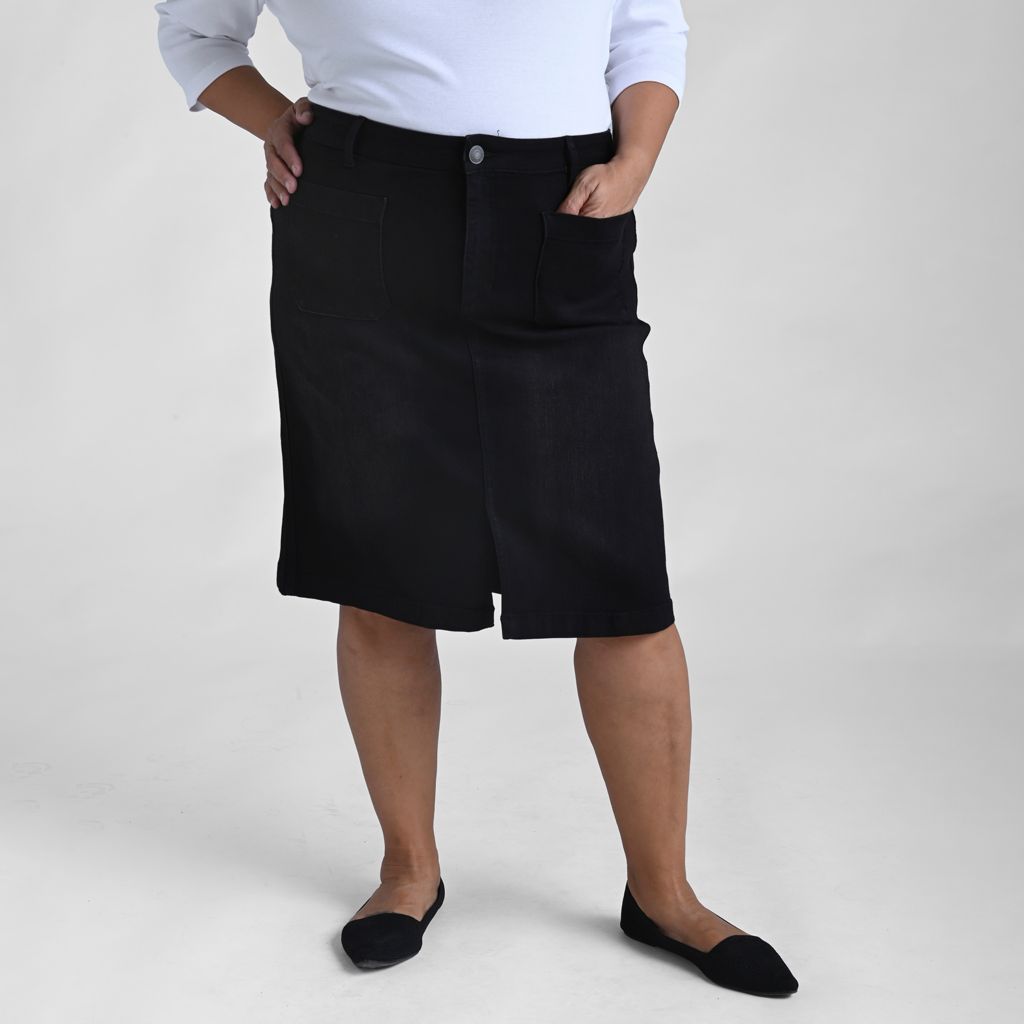 Christopher & Banks Knee Length A-Line Denim Skirt