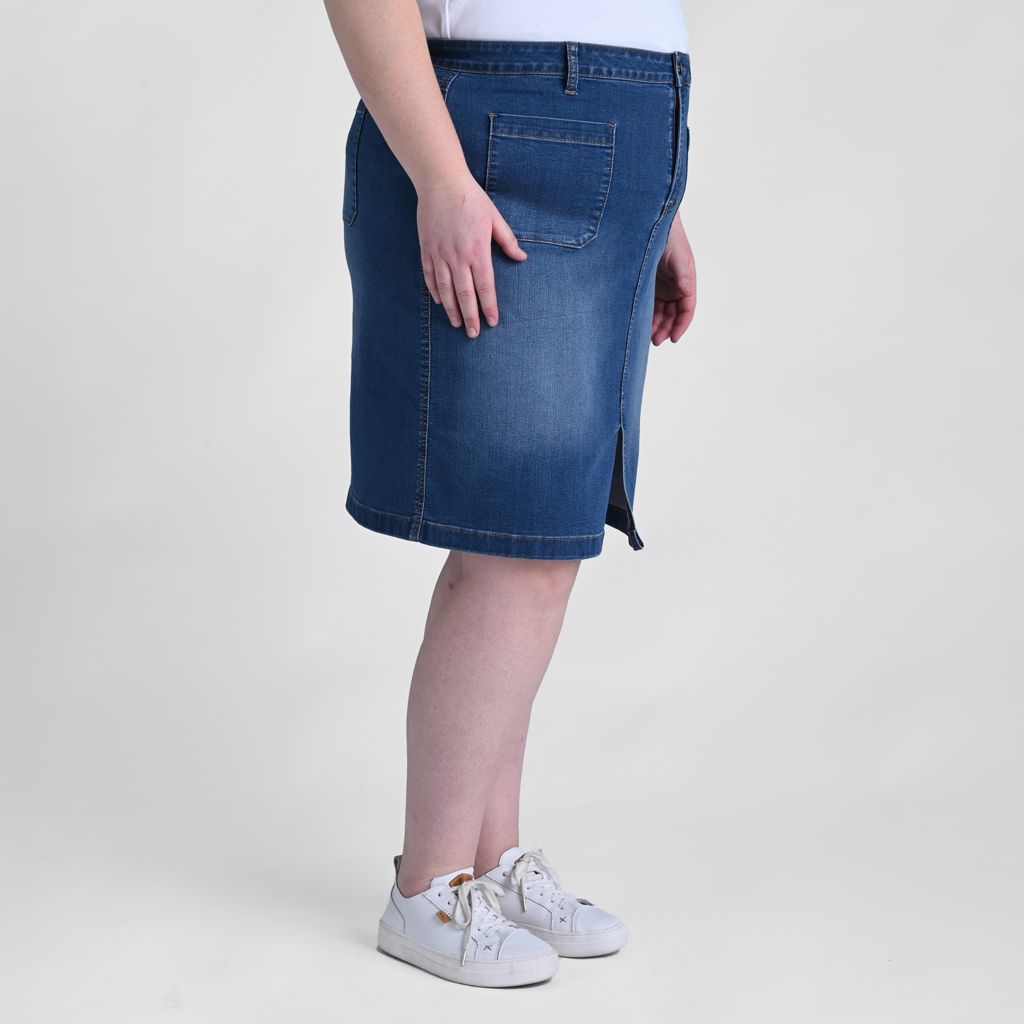 Christopher & Banks Knee Length A-Line Denim Skirt