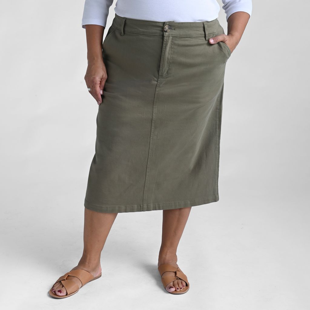 Christopher & Banks Midi Length Straight Utility Pocket Skirt